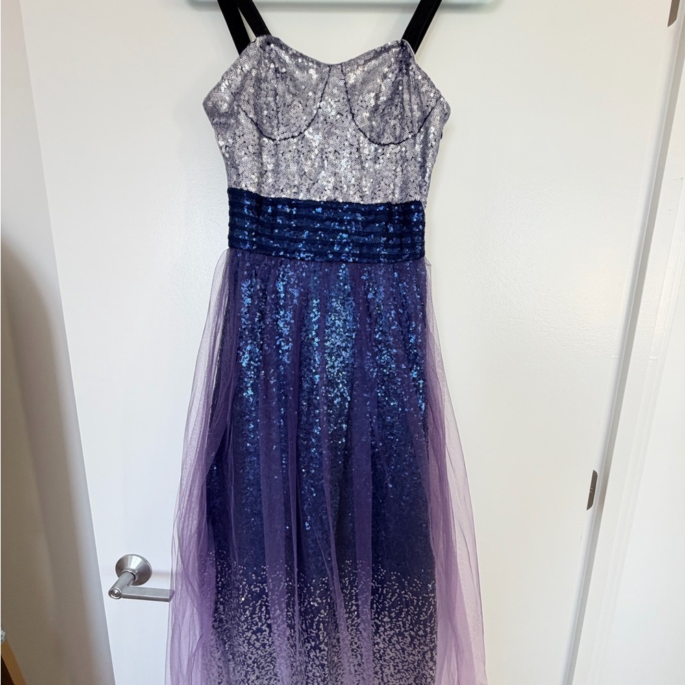 Glamorous Sequin Maxi Dress in Purple and Silver